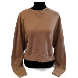 y2k chocolate brown oversized waffle knit long sleeve top small
